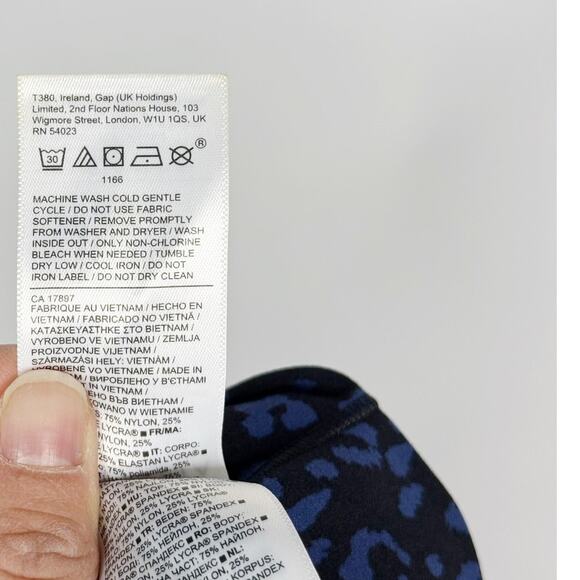 Athleta Small S Blue Black Salutation Stash Pocket II Printed 7/8 Tight Leopard - Picture 11 of 12